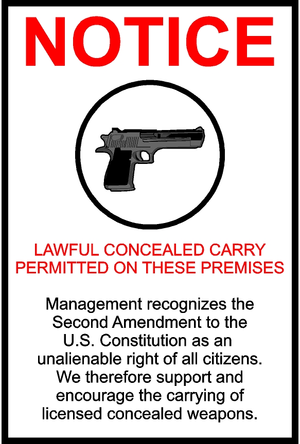Notice: Lawful Concealed Carry Permitted